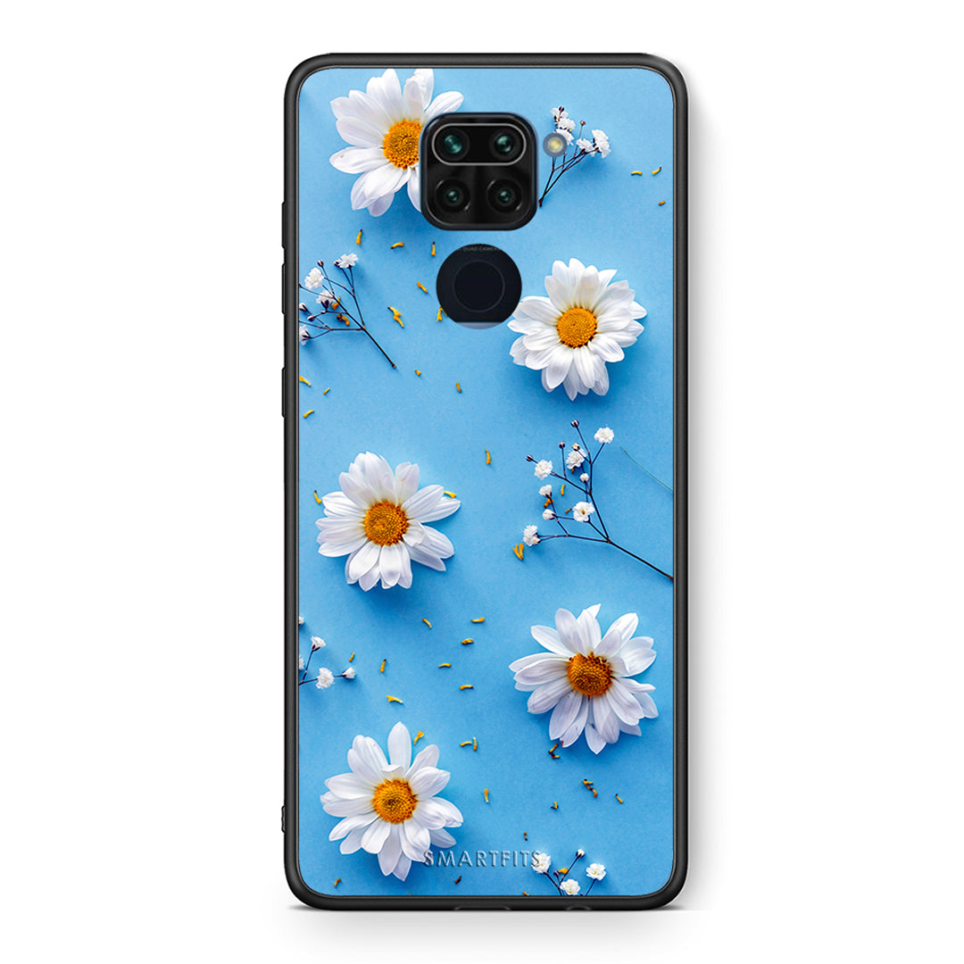 Θήκη Xiaomi Redmi Note 9 Real Daisies από τη Smartfits με σχέδιο στο πίσω μέρος και μαύρο περίβλημα | Xiaomi Redmi Note 9 Real Daisies case with colorful back and black bezels