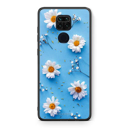 Θήκη Xiaomi Redmi Note 9 Real Daisies από τη Smartfits με σχέδιο στο πίσω μέρος και μαύρο περίβλημα | Xiaomi Redmi Note 9 Real Daisies case with colorful back and black bezels