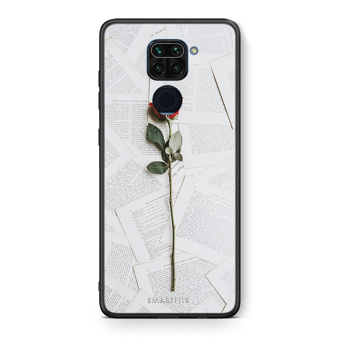 Θήκη Xiaomi Redmi Note 9 Red Rose από τη Smartfits με σχέδιο στο πίσω μέρος και μαύρο περίβλημα | Xiaomi Redmi Note 9 Red Rose case with colorful back and black bezels