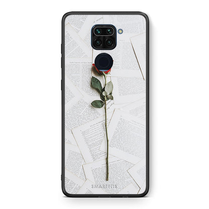 Θήκη Xiaomi Redmi Note 9 Red Rose από τη Smartfits με σχέδιο στο πίσω μέρος και μαύρο περίβλημα | Xiaomi Redmi Note 9 Red Rose case with colorful back and black bezels