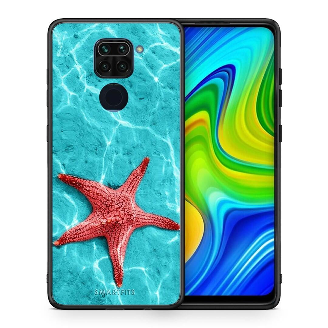 Θήκη Xiaomi Redmi Note 9 Red Starfish από τη Smartfits με σχέδιο στο πίσω μέρος και μαύρο περίβλημα | Xiaomi Redmi Note 9 Red Starfish case with colorful back and black bezels