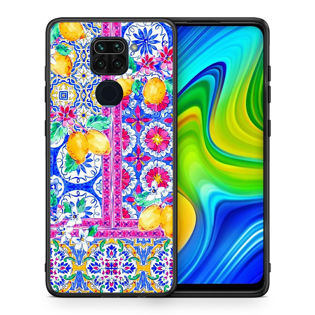 Θήκη Xiaomi Redmi Note 9 Retro Spring από τη Smartfits με σχέδιο στο πίσω μέρος και μαύρο περίβλημα | Xiaomi Redmi Note 9 Retro Spring case with colorful back and black bezels