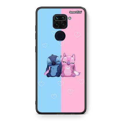 Θήκη Xiaomi Redmi Note 9 Stitch And Angel από τη Smartfits με σχέδιο στο πίσω μέρος και μαύρο περίβλημα | Xiaomi Redmi Note 9 Stitch And Angel case with colorful back and black bezels