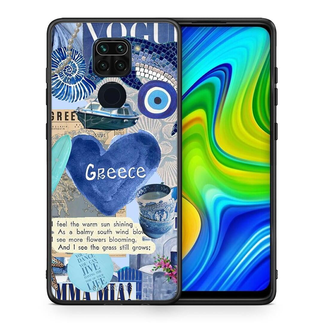 Θήκη Xiaomi Redmi Note 9 Summer In Greece από τη Smartfits με σχέδιο στο πίσω μέρος και μαύρο περίβλημα | Xiaomi Redmi Note 9 Summer In Greece case with colorful back and black bezels