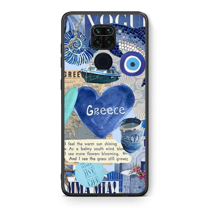 Θήκη Xiaomi Redmi Note 9 Summer In Greece από τη Smartfits με σχέδιο στο πίσω μέρος και μαύρο περίβλημα | Xiaomi Redmi Note 9 Summer In Greece case with colorful back and black bezels