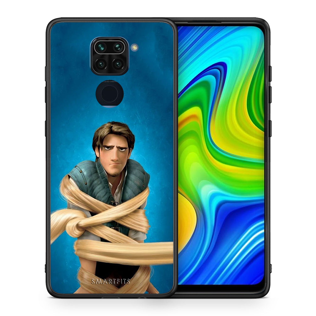 Θήκη Αγίου Βαλεντίνου Xiaomi Redmi Note 9 Tangled 1 από τη Smartfits με σχέδιο στο πίσω μέρος και μαύρο περίβλημα | Xiaomi Redmi Note 9 Tangled 1 case with colorful back and black bezels