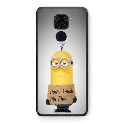 Θήκη Xiaomi Redmi Note 9 Minion Text από τη Smartfits με σχέδιο στο πίσω μέρος και μαύρο περίβλημα | Xiaomi Redmi Note 9 Minion Text case with colorful back and black bezels