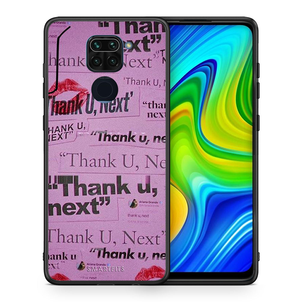Θήκη Αγίου Βαλεντίνου Xiaomi Redmi Note 9 Thank You Next από τη Smartfits με σχέδιο στο πίσω μέρος και μαύρο περίβλημα | Xiaomi Redmi Note 9 Thank You Next case with colorful back and black bezels