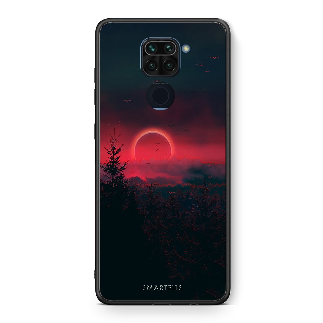 Θήκη Xiaomi Redmi Note 9 Sunset Tropic από τη Smartfits με σχέδιο στο πίσω μέρος και μαύρο περίβλημα | Xiaomi Redmi Note 9 Sunset Tropic case with colorful back and black bezels