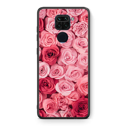 Θήκη Xiaomi Redmi Note 9 RoseGarden Valentine από τη Smartfits με σχέδιο στο πίσω μέρος και μαύρο περίβλημα | Xiaomi Redmi Note 9 RoseGarden Valentine case with colorful back and black bezels