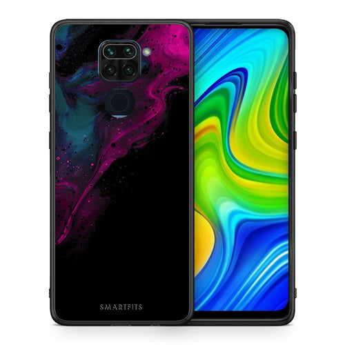 Θήκη Xiaomi Redmi Note 9 Pink Black Watercolor από τη Smartfits με σχέδιο στο πίσω μέρος και μαύρο περίβλημα | Xiaomi Redmi Note 9 Pink Black Watercolor case with colorful back and black bezels
