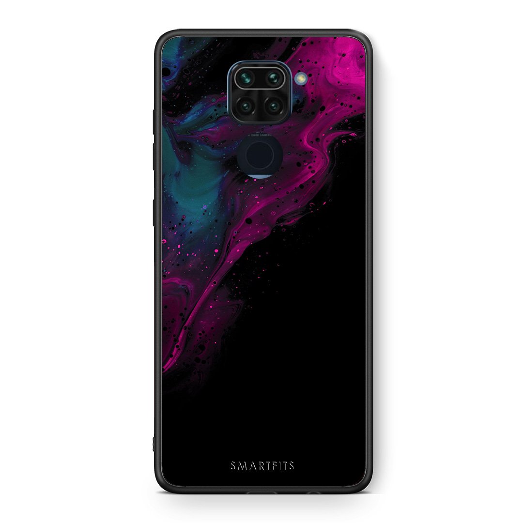 Θήκη Xiaomi Redmi Note 9 Pink Black Watercolor από τη Smartfits με σχέδιο στο πίσω μέρος και μαύρο περίβλημα | Xiaomi Redmi Note 9 Pink Black Watercolor case with colorful back and black bezels