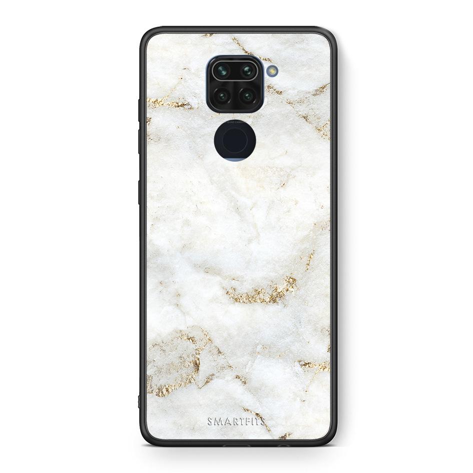 Θήκη Xiaomi Redmi Note 9 White Gold Marble από τη Smartfits με σχέδιο στο πίσω μέρος και μαύρο περίβλημα | Xiaomi Redmi Note 9 White Gold Marble case with colorful back and black bezels