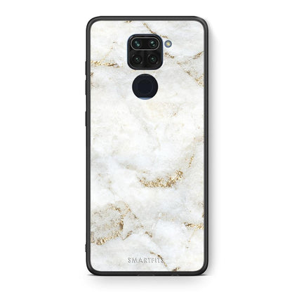 Θήκη Xiaomi Redmi Note 9 White Gold Marble από τη Smartfits με σχέδιο στο πίσω μέρος και μαύρο περίβλημα | Xiaomi Redmi Note 9 White Gold Marble case with colorful back and black bezels