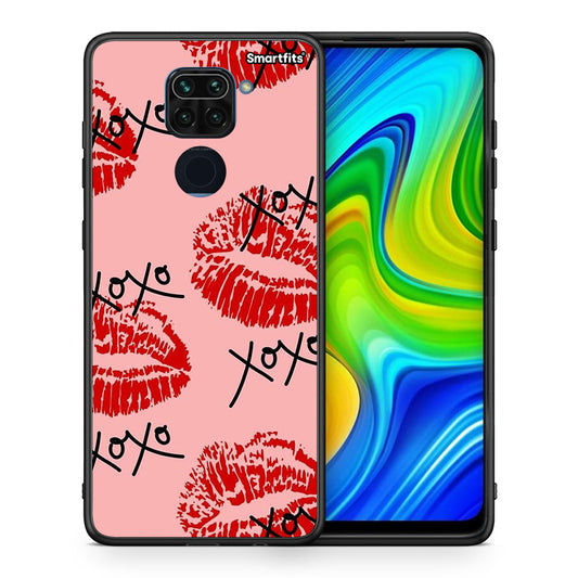 Θήκη Xiaomi Redmi Note 9 XOXO Lips από τη Smartfits με σχέδιο στο πίσω μέρος και μαύρο περίβλημα | Xiaomi Redmi Note 9 XOXO Lips case with colorful back and black bezels