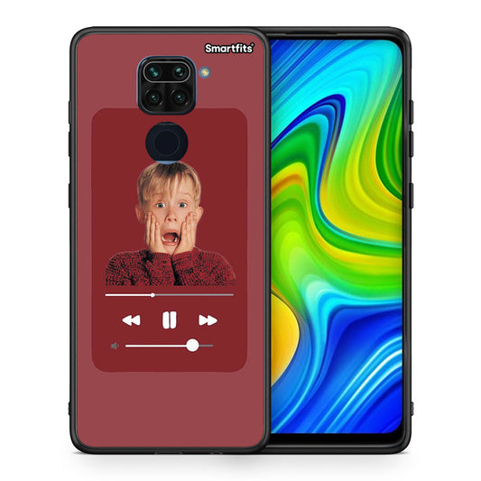 Θήκη Xiaomi Redmi Note 9 Xmas Alone Music από τη Smartfits με σχέδιο στο πίσω μέρος και μαύρο περίβλημα | Xiaomi Redmi Note 9 Xmas Alone Music case with colorful back and black bezels
