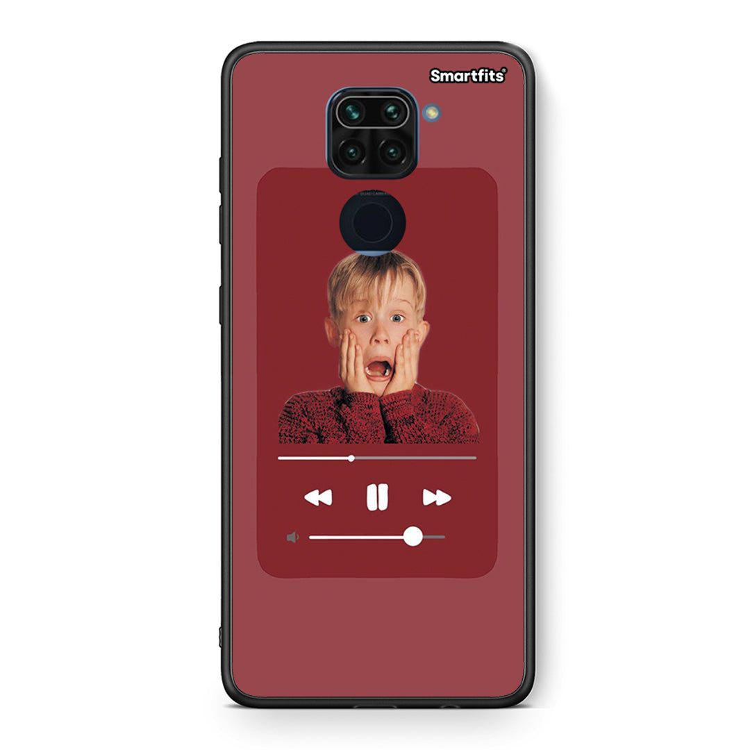 Θήκη Xiaomi Redmi Note 9 Xmas Alone Music από τη Smartfits με σχέδιο στο πίσω μέρος και μαύρο περίβλημα | Xiaomi Redmi Note 9 Xmas Alone Music case with colorful back and black bezels
