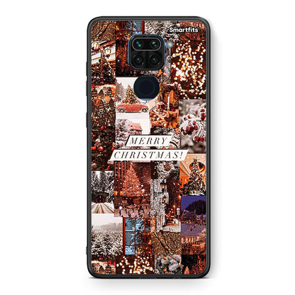 Θήκη Xiaomi Redmi Note 9 Xmas Collage από τη Smartfits με σχέδιο στο πίσω μέρος και μαύρο περίβλημα | Xiaomi Redmi Note 9 Xmas Collage case with colorful back and black bezels