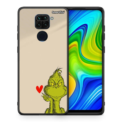 Θήκη Xiaomi Redmi Note 9 Xmas Grinch από τη Smartfits με σχέδιο στο πίσω μέρος και μαύρο περίβλημα | Xiaomi Redmi Note 9 Xmas Grinch case with colorful back and black bezels
