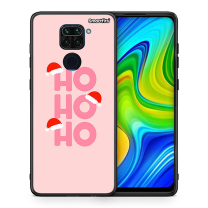 Θήκη Xiaomi Redmi Note 9 Xmas Ho Ho Ho από τη Smartfits με σχέδιο στο πίσω μέρος και μαύρο περίβλημα | Xiaomi Redmi Note 9 Xmas Ho Ho Ho case with colorful back and black bezels