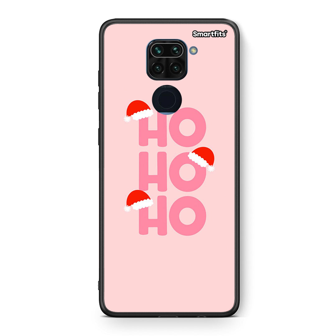 Θήκη Xiaomi Redmi Note 9 Xmas Ho Ho Ho από τη Smartfits με σχέδιο στο πίσω μέρος και μαύρο περίβλημα | Xiaomi Redmi Note 9 Xmas Ho Ho Ho case with colorful back and black bezels