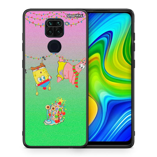 Θήκη Xiaomi Redmi Note 9 Xmas Lights από τη Smartfits με σχέδιο στο πίσω μέρος και μαύρο περίβλημα | Xiaomi Redmi Note 9 Xmas Lights case with colorful back and black bezels