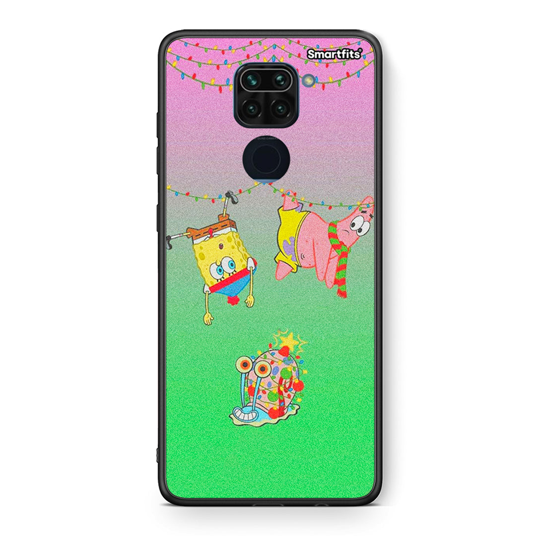 Θήκη Xiaomi Redmi Note 9 Xmas Lights από τη Smartfits με σχέδιο στο πίσω μέρος και μαύρο περίβλημα | Xiaomi Redmi Note 9 Xmas Lights case with colorful back and black bezels