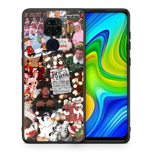Θήκη Xiaomi Redmi Note 9 Xmas Movies από τη Smartfits με σχέδιο στο πίσω μέρος και μαύρο περίβλημα | Xiaomi Redmi Note 9 Xmas Movies case with colorful back and black bezels