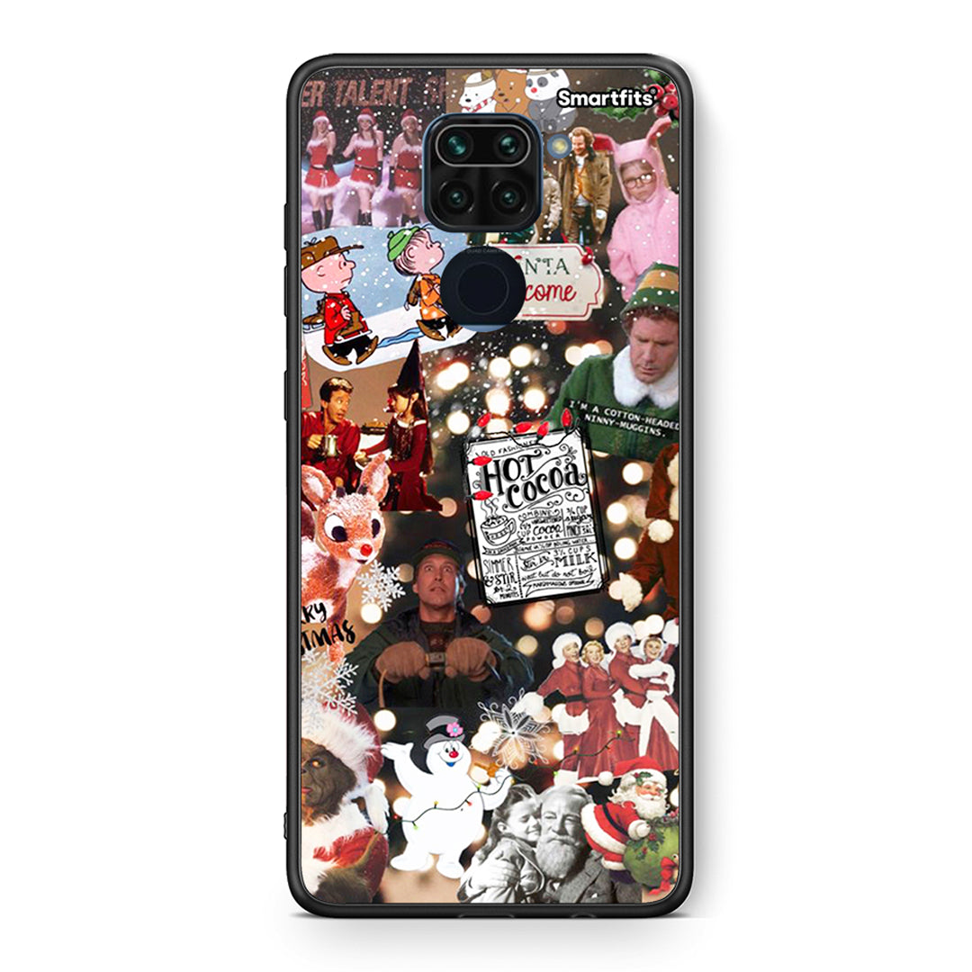 Θήκη Xiaomi Redmi Note 9 Xmas Movies από τη Smartfits με σχέδιο στο πίσω μέρος και μαύρο περίβλημα | Xiaomi Redmi Note 9 Xmas Movies case with colorful back and black bezels