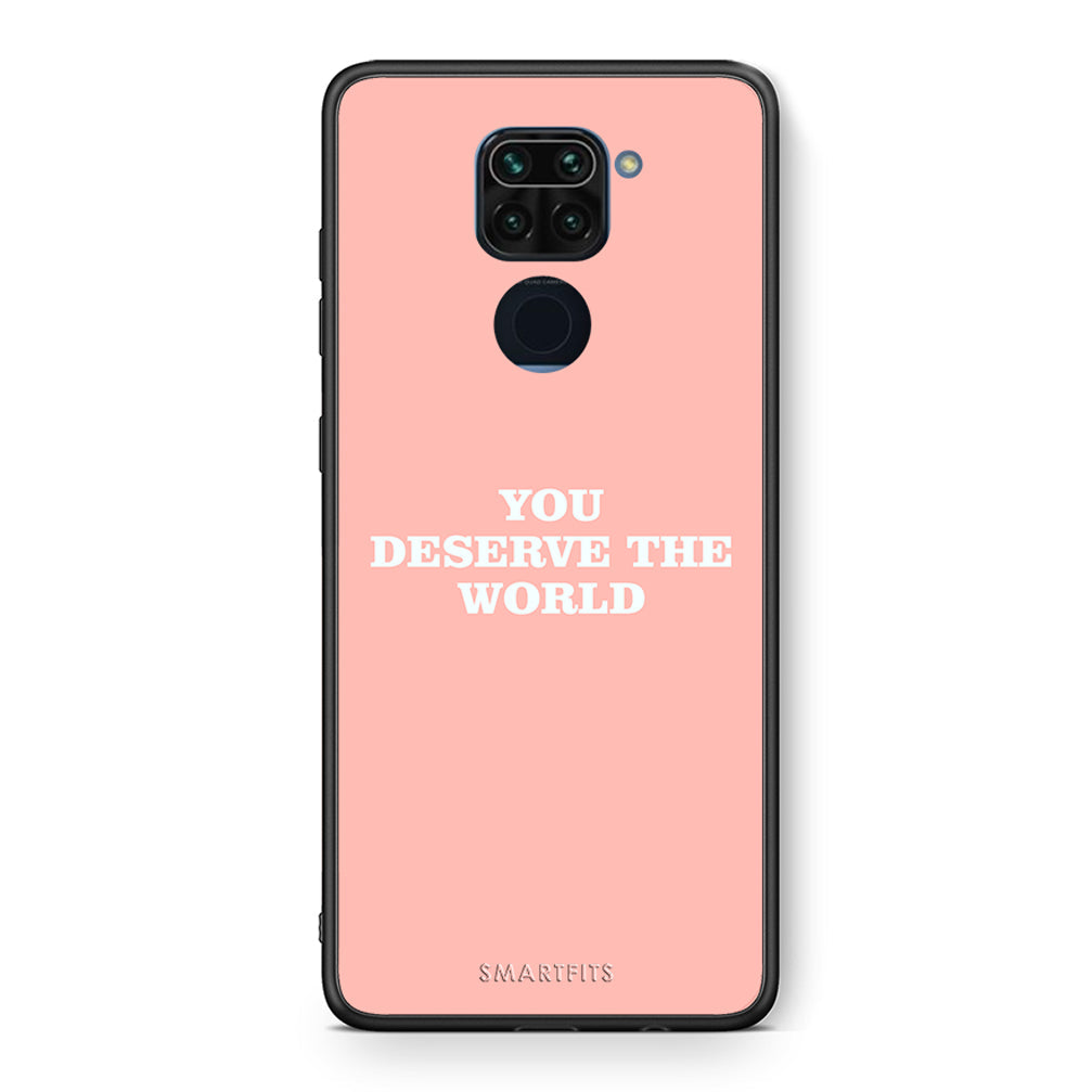 Θήκη Αγίου Βαλεντίνου Xiaomi Redmi Note 9 You Deserve The World από τη Smartfits με σχέδιο στο πίσω μέρος και μαύρο περίβλημα | Xiaomi Redmi Note 9 You Deserve The World case with colorful back and black bezels