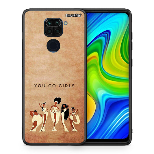 Θήκη Xiaomi Redmi Note 9 You Go Girl από τη Smartfits με σχέδιο στο πίσω μέρος και μαύρο περίβλημα | Xiaomi Redmi Note 9 You Go Girl case with colorful back and black bezels