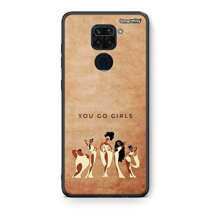 Θήκη Xiaomi Redmi Note 9 You Go Girl από τη Smartfits με σχέδιο στο πίσω μέρος και μαύρο περίβλημα | Xiaomi Redmi Note 9 You Go Girl case with colorful back and black bezels
