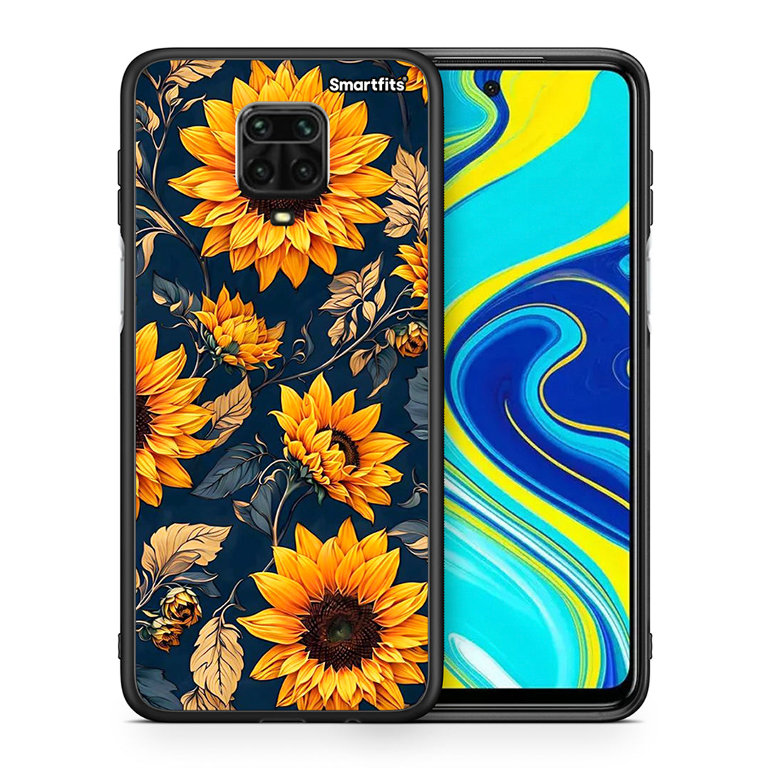 Θήκη Xiaomi Redmi Note 9S / 9 Pro Autumn Sunflowers από τη Smartfits με σχέδιο στο πίσω μέρος και μαύρο περίβλημα | Xiaomi Redmi Note 9S / 9 Pro Autumn Sunflowers case with colorful back and black bezels