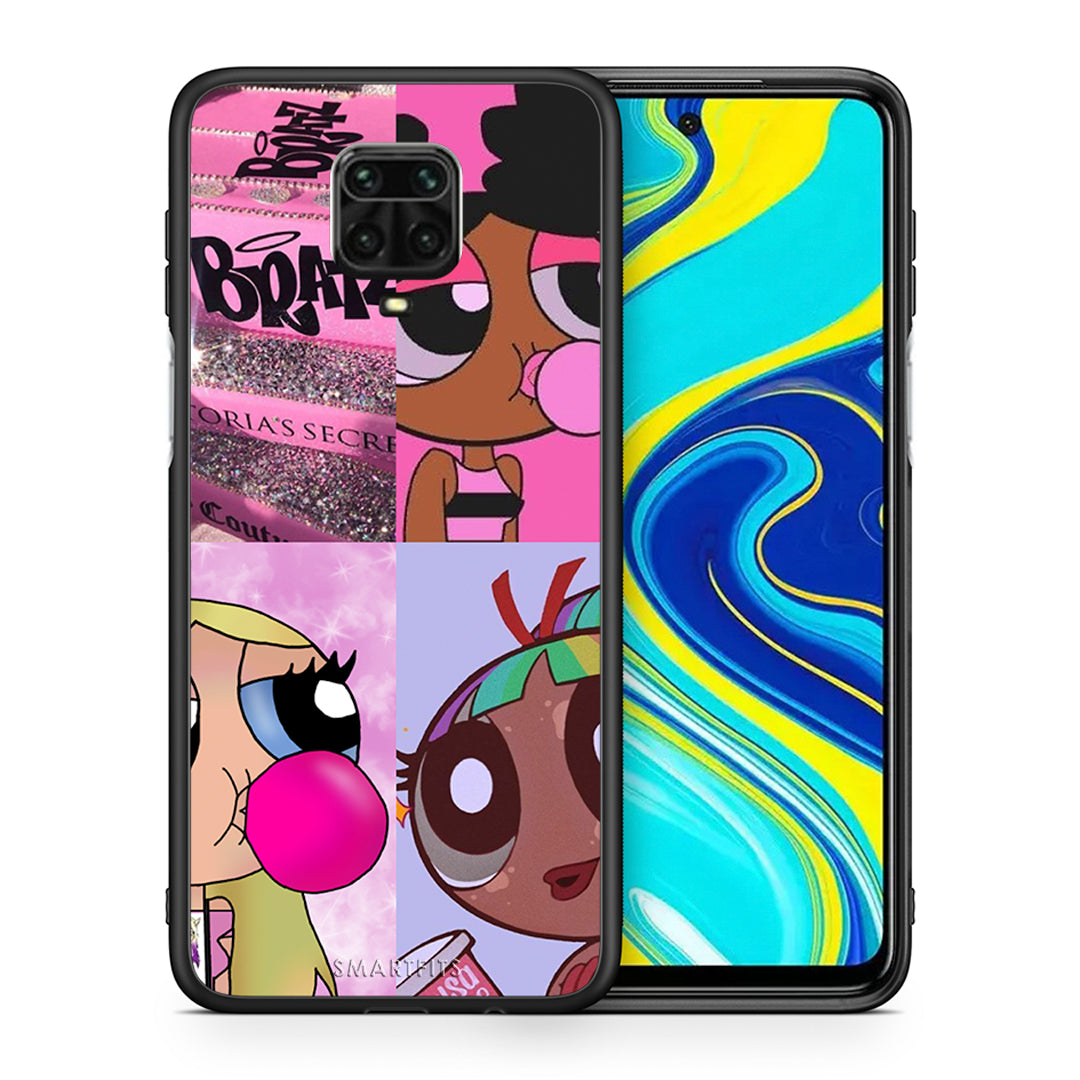 Θήκη Αγίου Βαλεντίνου Xiaomi Redmi Note 9S / 9 Pro Bubble Girls από τη Smartfits με σχέδιο στο πίσω μέρος και μαύρο περίβλημα | Xiaomi Redmi Note 9S / 9 Pro Bubble Girls case with colorful back and black bezels