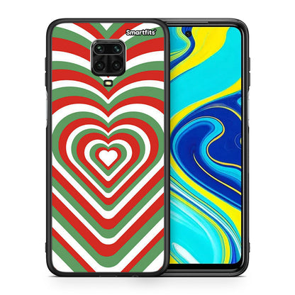 Θήκη Xiaomi Redmi Note 9S / 9 Pro Christmas Hearts από τη Smartfits με σχέδιο στο πίσω μέρος και μαύρο περίβλημα | Xiaomi Redmi Note 9S / 9 Pro Christmas Hearts case with colorful back and black bezels