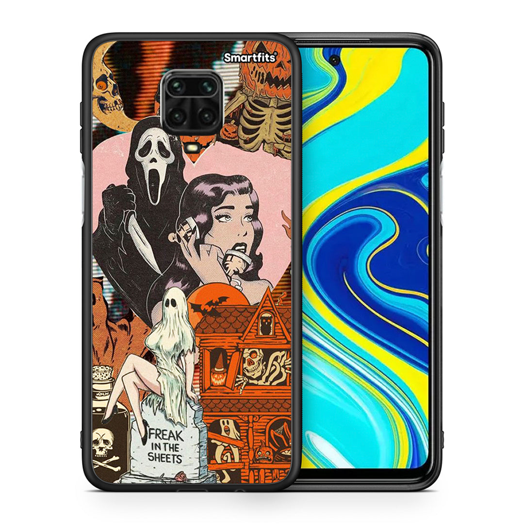 Θήκη Xiaomi Redmi Note 9S / 9 Pro Halloween Collage από τη Smartfits με σχέδιο στο πίσω μέρος και μαύρο περίβλημα | Xiaomi Redmi Note 9S / 9 Pro Halloween Collage case with colorful back and black bezels