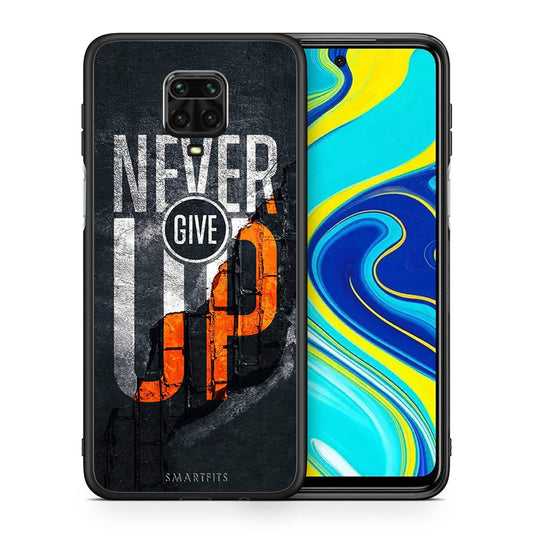 Θήκη Αγίου Βαλεντίνου Xiaomi Redmi Note 9S / 9 Pro Never Give Up από τη Smartfits με σχέδιο στο πίσω μέρος και μαύρο περίβλημα | Xiaomi Redmi Note 9S / 9 Pro Never Give Up case with colorful back and black bezels