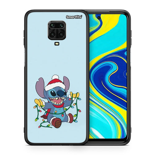 Θήκη Xiaomi Redmi Note 9S / 9 Pro Santa Stich από τη Smartfits με σχέδιο στο πίσω μέρος και μαύρο περίβλημα | Xiaomi Redmi Note 9S / 9 Pro Santa Stich case with colorful back and black bezels