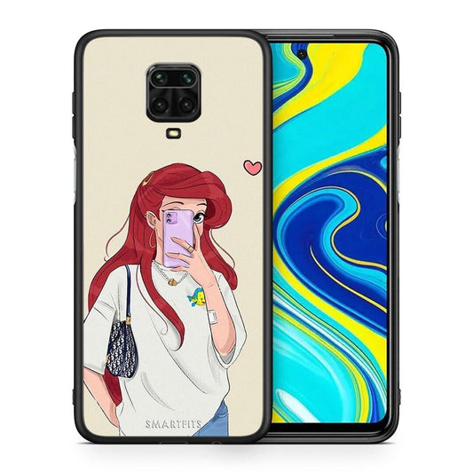 Θήκη Xiaomi Redmi Note 9S / 9 Pro Walking Mermaid από τη Smartfits με σχέδιο στο πίσω μέρος και μαύρο περίβλημα | Xiaomi Redmi Note 9S / 9 Pro Walking Mermaid case with colorful back and black bezels