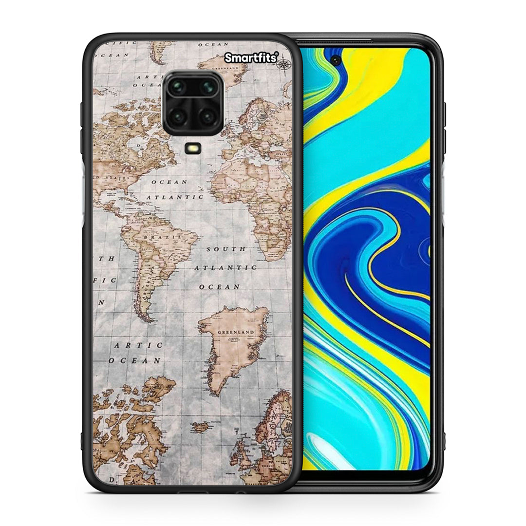 Θήκη Xiaomi Redmi Note 9S / 9 Pro World Map από τη Smartfits με σχέδιο στο πίσω μέρος και μαύρο περίβλημα | Xiaomi Redmi Note 9S / 9 Pro World Map case with colorful back and black bezels