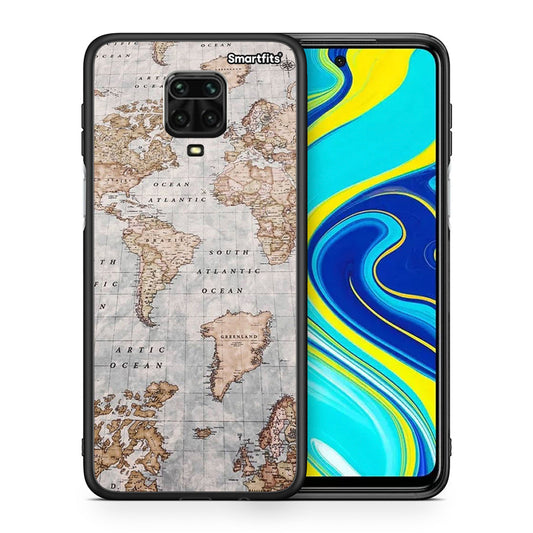 Θήκη Xiaomi Redmi Note 9S / 9 Pro World Map από τη Smartfits με σχέδιο στο πίσω μέρος και μαύρο περίβλημα | Xiaomi Redmi Note 9S / 9 Pro World Map case with colorful back and black bezels