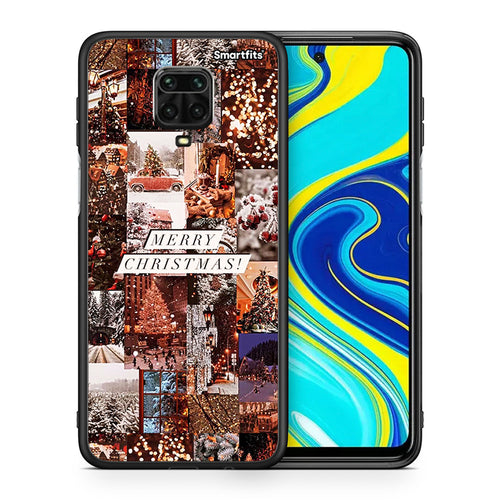 Θήκη Xiaomi Redmi Note 9S / 9 Pro Xmas Collage από τη Smartfits με σχέδιο στο πίσω μέρος και μαύρο περίβλημα | Xiaomi Redmi Note 9S / 9 Pro Xmas Collage case with colorful back and black bezels