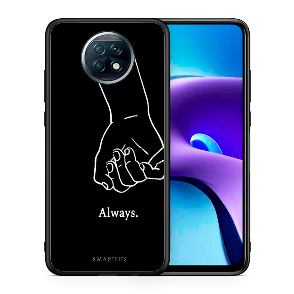 Θήκη Αγίου Βαλεντίνου Xiaomi Redmi Note 9T Always & Forever 1 από τη Smartfits με σχέδιο στο πίσω μέρος και μαύρο περίβλημα | Xiaomi Redmi Note 9T Always & Forever 1 case with colorful back and black bezels