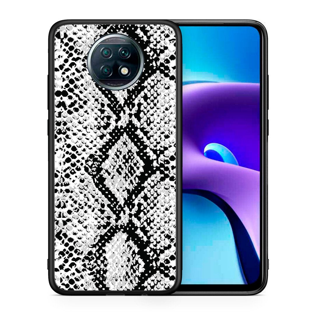 Θήκη Xiaomi Redmi Note 9T White Snake Animal από τη Smartfits με σχέδιο στο πίσω μέρος και μαύρο περίβλημα | Xiaomi Redmi Note 9T White Snake Animal case with colorful back and black bezels