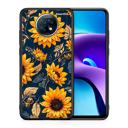 Θήκη Xiaomi Redmi Note 9T Autumn Sunflowers από τη Smartfits με σχέδιο στο πίσω μέρος και μαύρο περίβλημα | Xiaomi Redmi Note 9T Autumn Sunflowers case with colorful back and black bezels