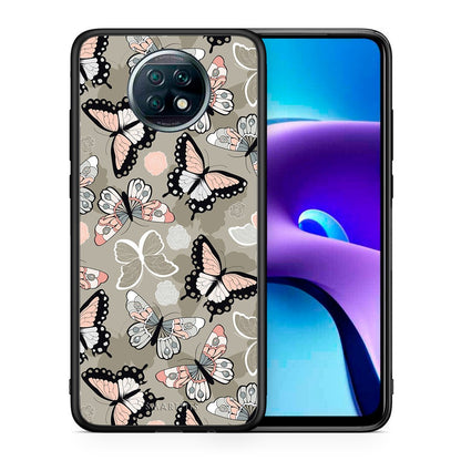 Θήκη Xiaomi Redmi Note 9T Butterflies Boho από τη Smartfits με σχέδιο στο πίσω μέρος και μαύρο περίβλημα | Xiaomi Redmi Note 9T Butterflies Boho case with colorful back and black bezels