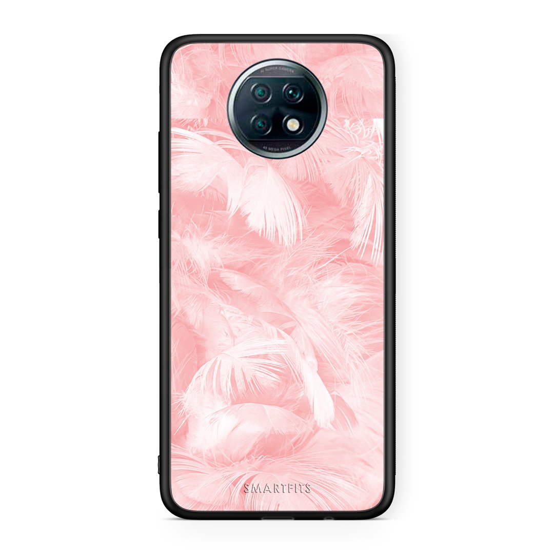 33 - Xiaomi Redmi Note 9T Pink Feather Boho case, cover, bumper