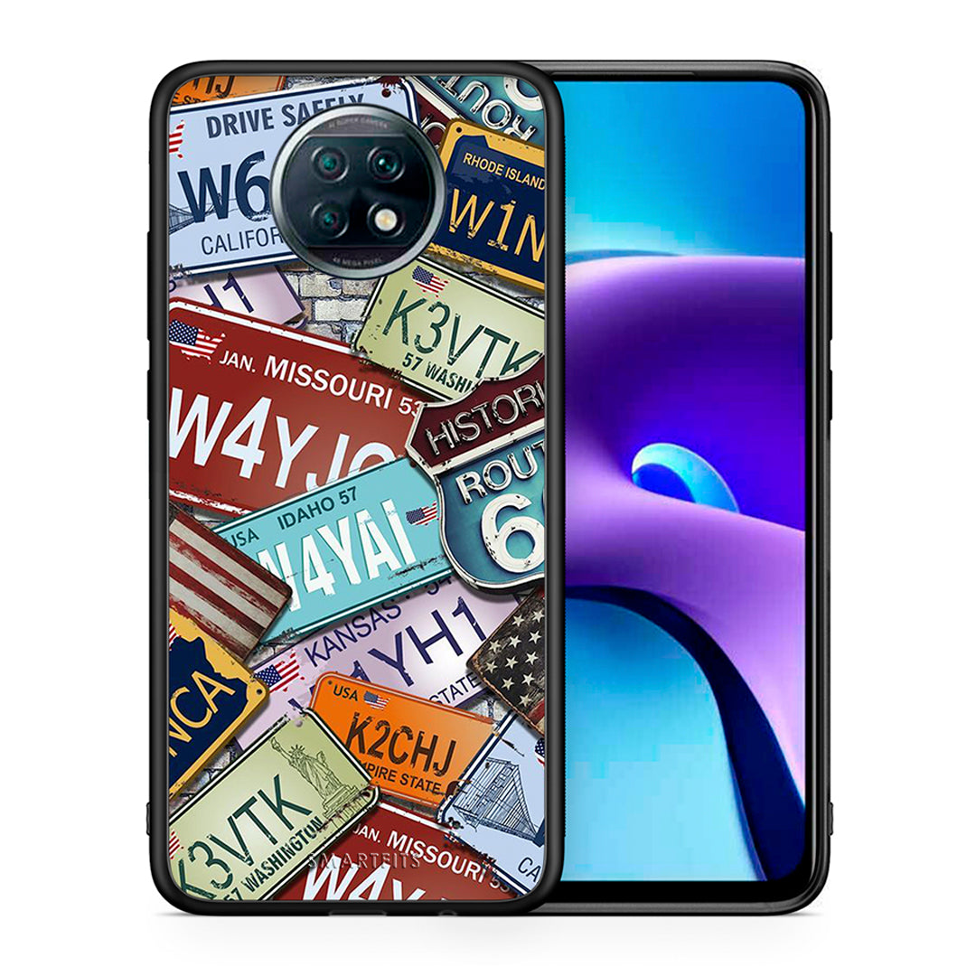Θήκη Xiaomi Redmi Note 9T Car Plates από τη Smartfits με σχέδιο στο πίσω μέρος και μαύρο περίβλημα | Xiaomi Redmi Note 9T Car Plates case with colorful back and black bezels