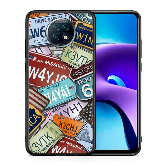 Θήκη Xiaomi Redmi Note 9T Car Plates από τη Smartfits με σχέδιο στο πίσω μέρος και μαύρο περίβλημα | Xiaomi Redmi Note 9T Car Plates case with colorful back and black bezels