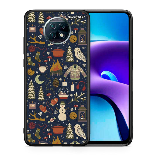 Θήκη Xiaomi Redmi Note 9T Christmas Elements από τη Smartfits με σχέδιο στο πίσω μέρος και μαύρο περίβλημα | Xiaomi Redmi Note 9T Christmas Elements case with colorful back and black bezels